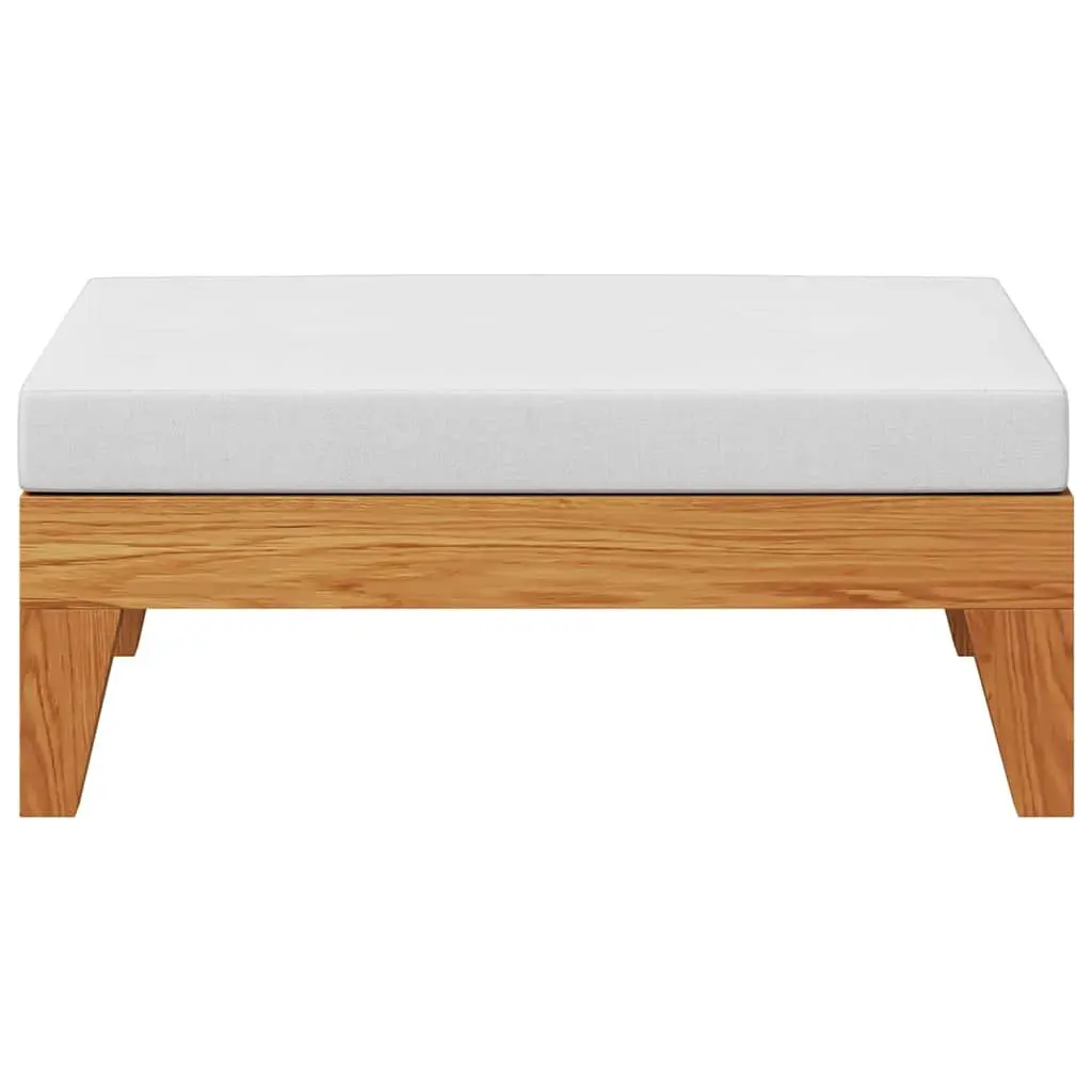 Outdoor Sectional Footrest Ottoman with Cushion Solid Wood Lounge Garden Patio