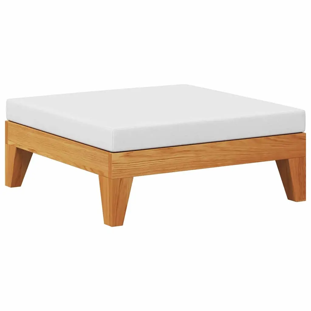 Outdoor Sectional Footrest Ottoman with Cushion Solid Wood Lounge Garden Patio