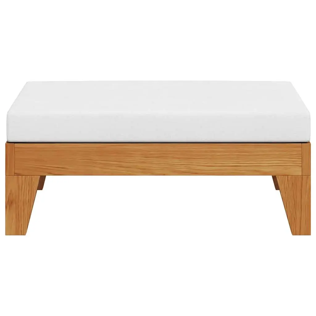 Outdoor Sectional Footrest Ottoman with Cushion Solid Wood Lounge Garden Patio