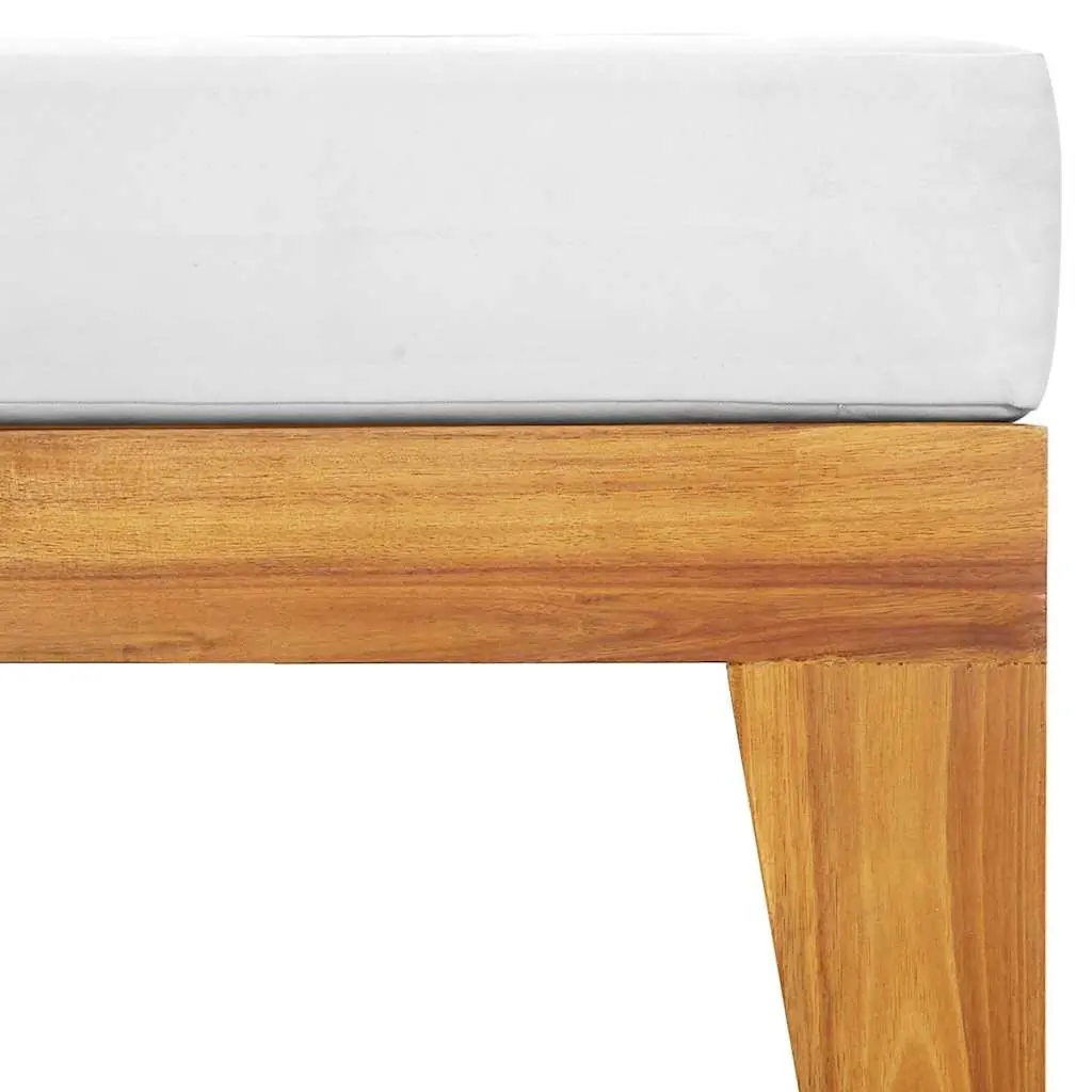 Outdoor Sectional Footrest Ottoman with Cushion Solid Wood Lounge Garden Patio