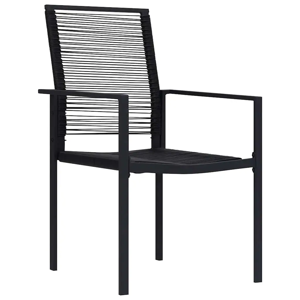 Garden Chairs PVC Rattan Steel Frame 2 Piece Set Black Outdoor Patio Seating