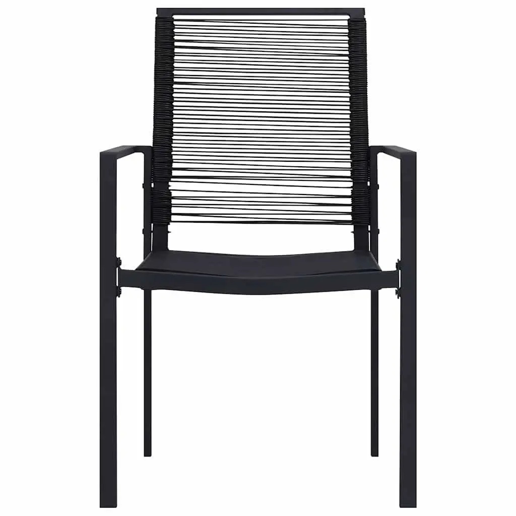 Garden Chairs PVC Rattan Steel Frame 2 Piece Set Black Outdoor Patio Seating