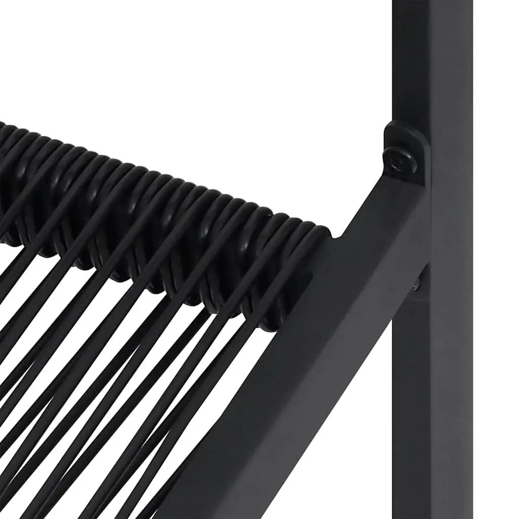 Garden Chairs PVC Rattan Steel Frame 2 Piece Set Black Outdoor Patio Seating