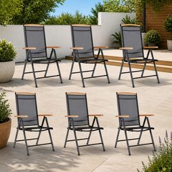 6-Piece Folding Garden Chairs for Outdoor Use