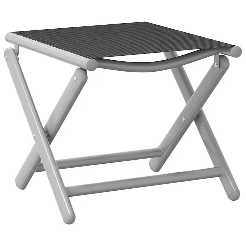 Folding Footrest Aluminium Textilene Black Outdoor Portable Garden Patio Furniture