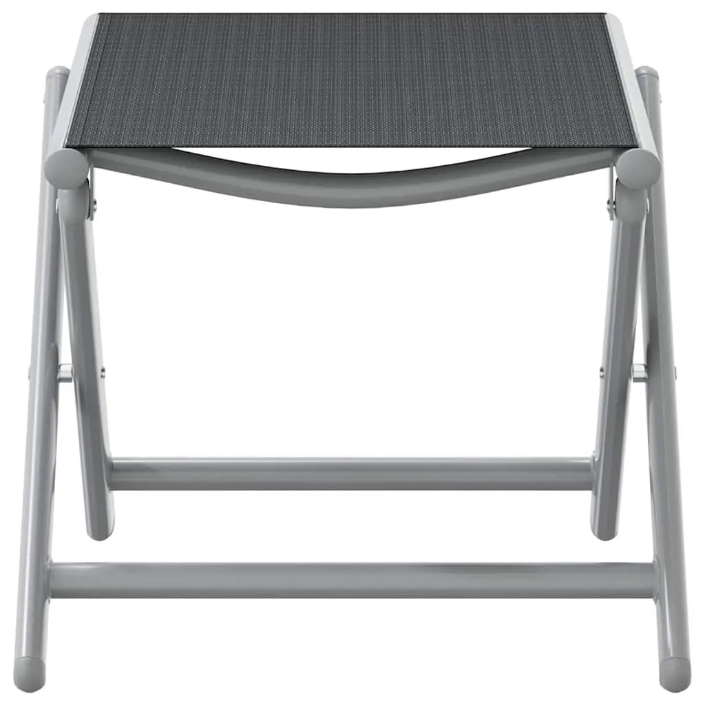 Folding Footrest Aluminium Textilene Black Outdoor Portable Garden Patio Furniture