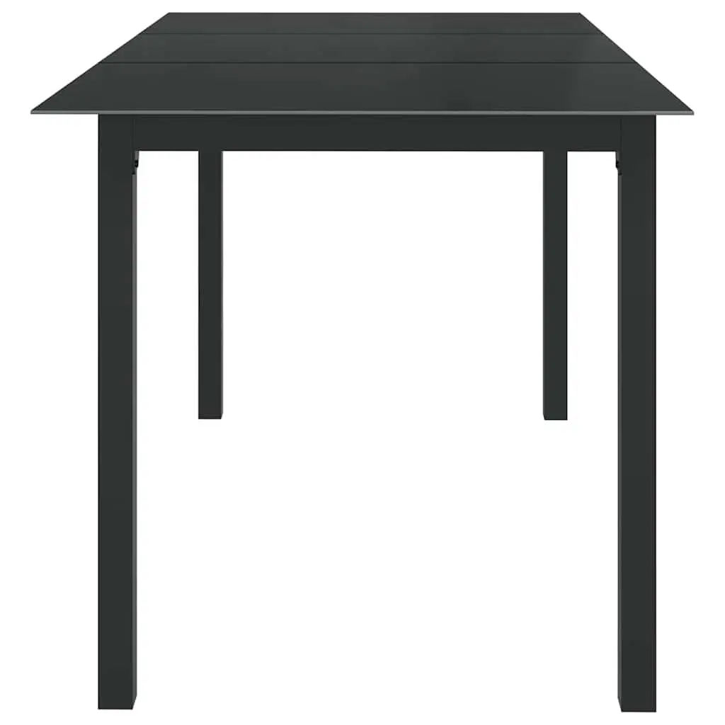 Garden Dining Table 150x90cm Black Aluminium Frame Glass Outdoor Patio Furniture
