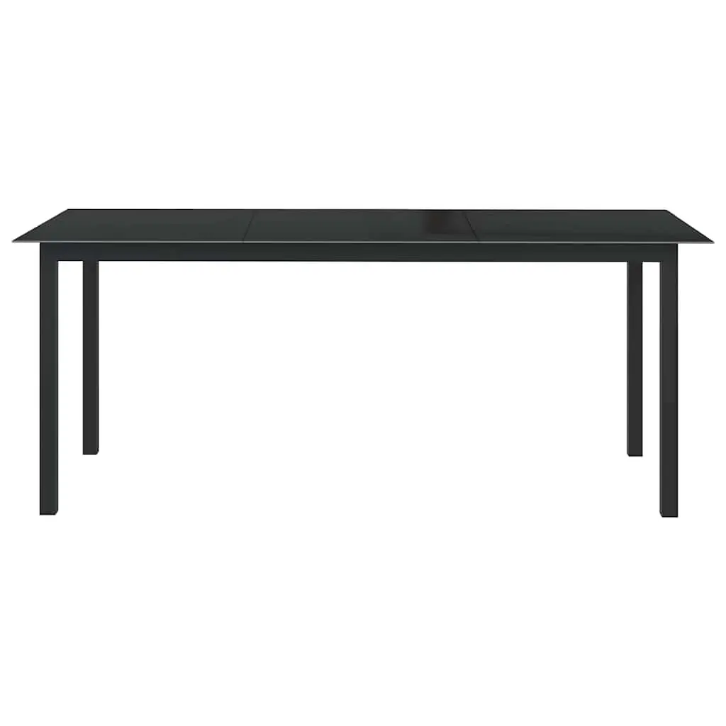 Garden Table Aluminium Frame Glass Top Black Outdoor 190x90x74cm
