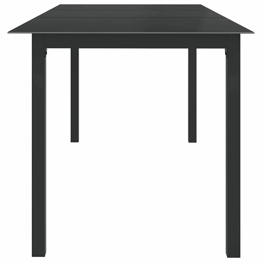 Garden Table Aluminium Frame Glass Top Black Outdoor 190x90x74cm