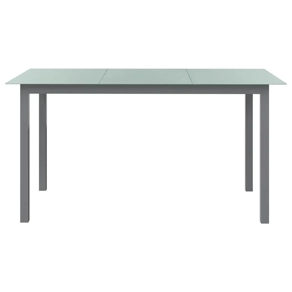 Garden Dining Table Aluminium Frame Glass Top 150 x 90 x 74 cm Grey
