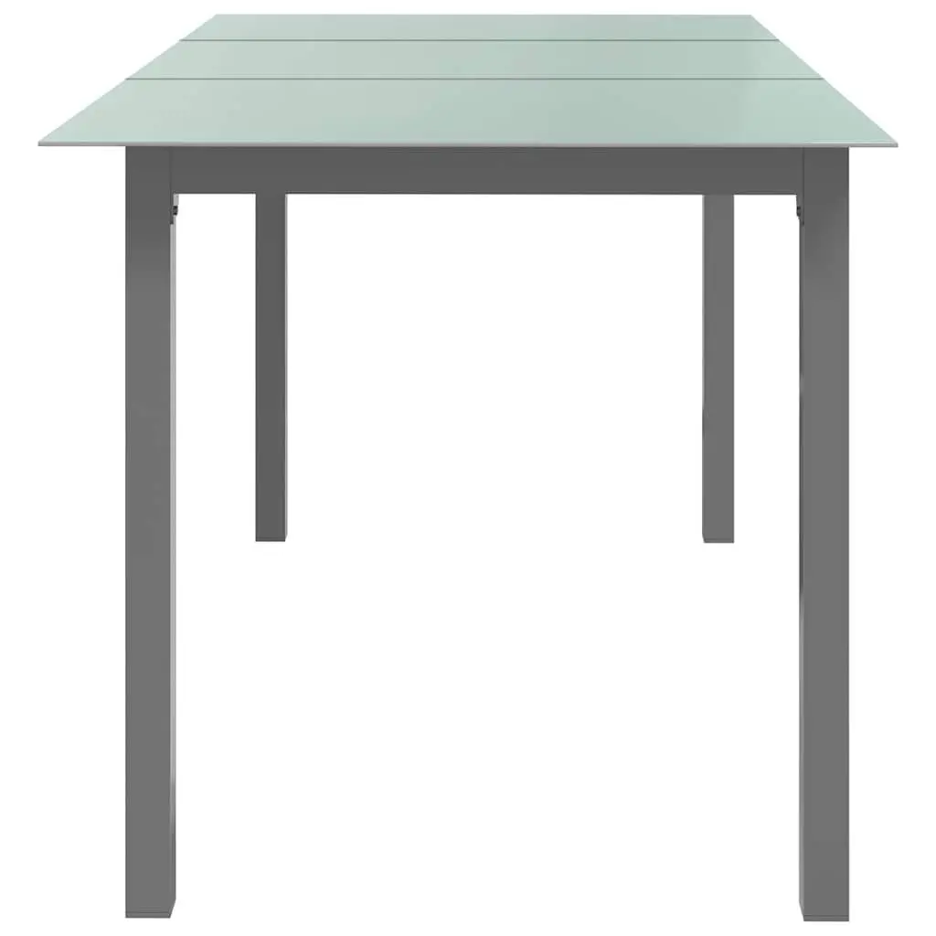 Garden Dining Table Aluminium Frame Glass Top 150 x 90 x 74 cm Grey