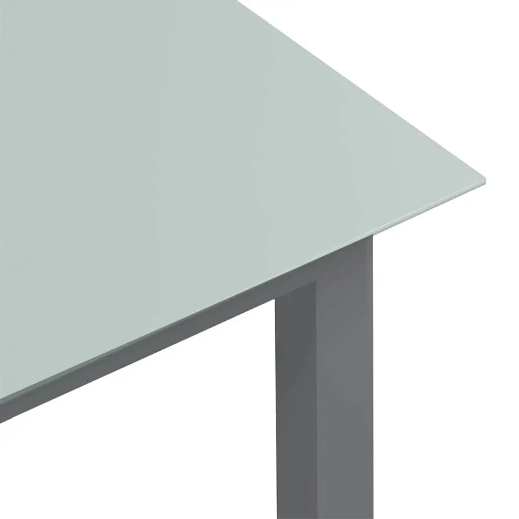 Garden Dining Table Aluminium Frame Glass Top 150 x 90 x 74 cm Grey