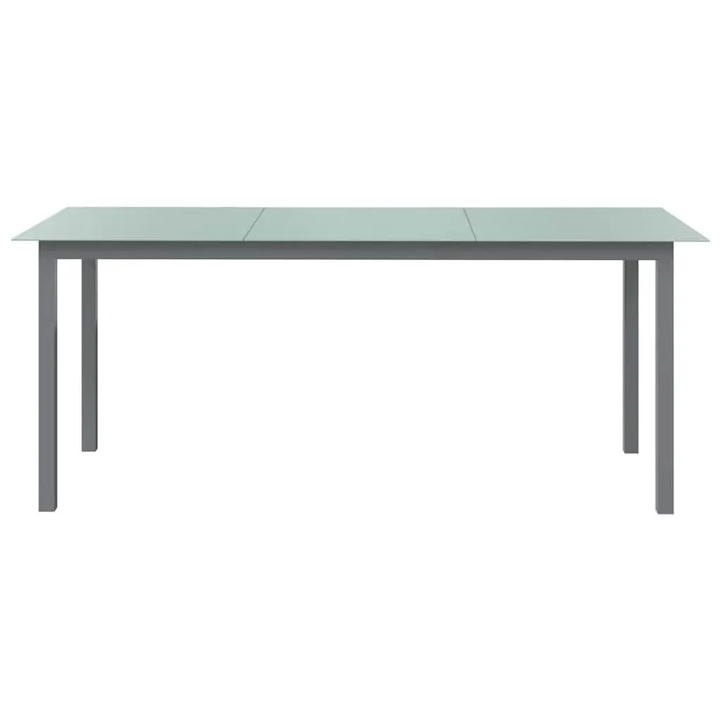 Garden Dining Table Aluminium Frame Glass Top 190x90x74cm Grey