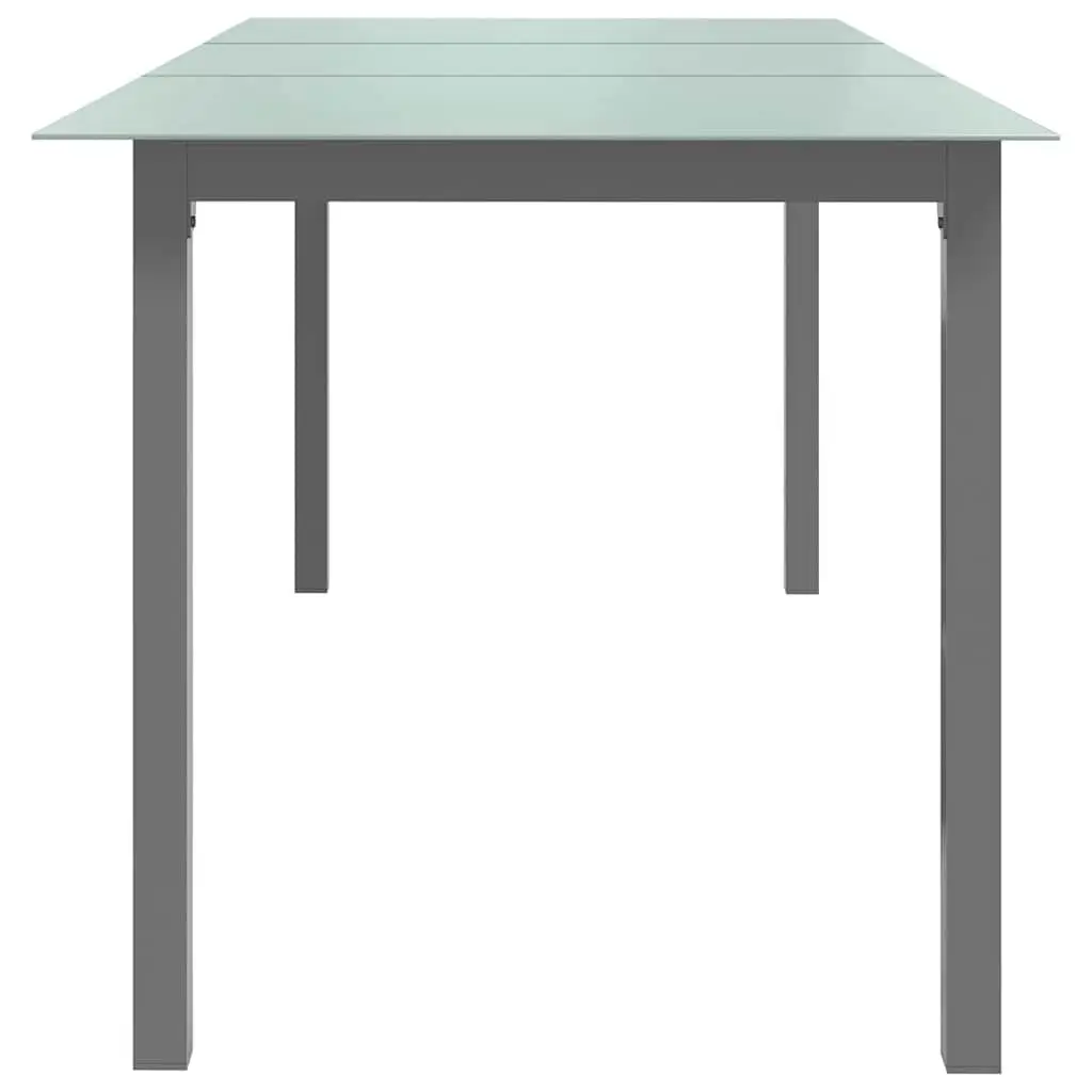 Garden Dining Table Aluminium Frame Glass Top 190x90x74cm Grey