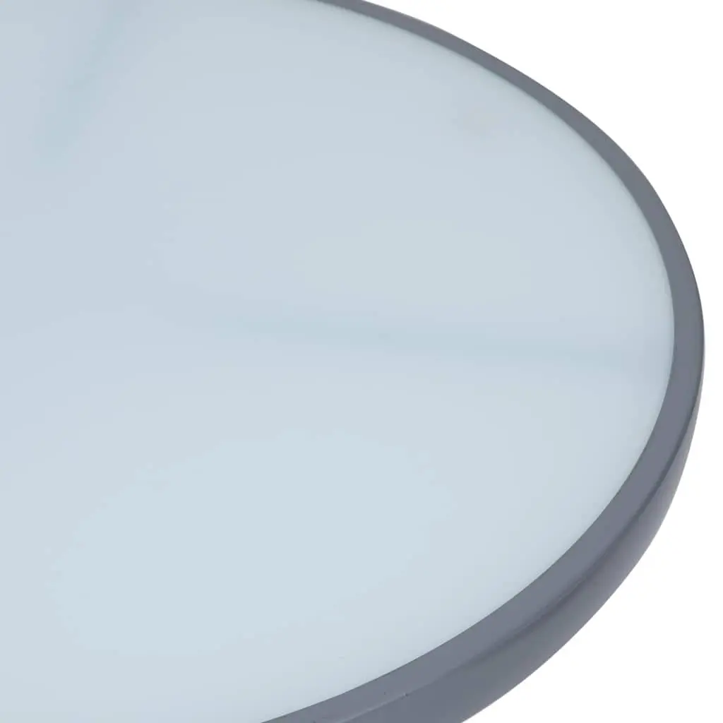 Garden Table 80cm Grey Steel Frame Glass Top Round Outdoor