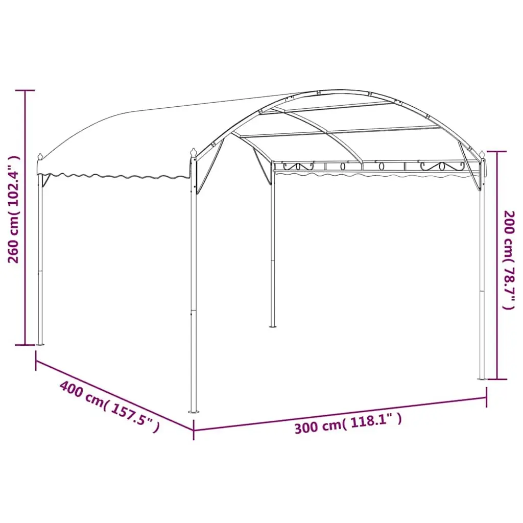 Gazebo Steel Frame 4x3x2.6m Taupe Polyester Canopy