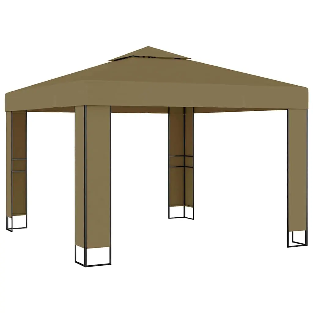 Outdoor Garden Canopy Shelter Double Roof Taupe 3x3x2.7m Gazebo