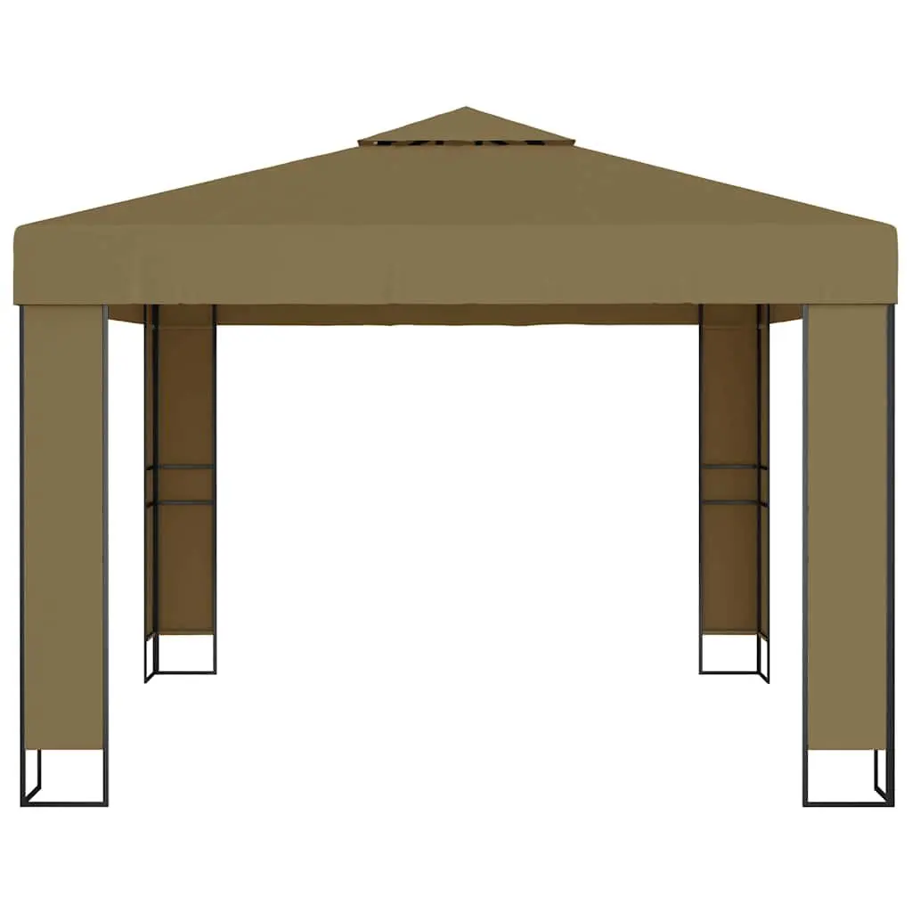 Outdoor Garden Canopy Shelter Double Roof Taupe 3x3x2.7m Gazebo