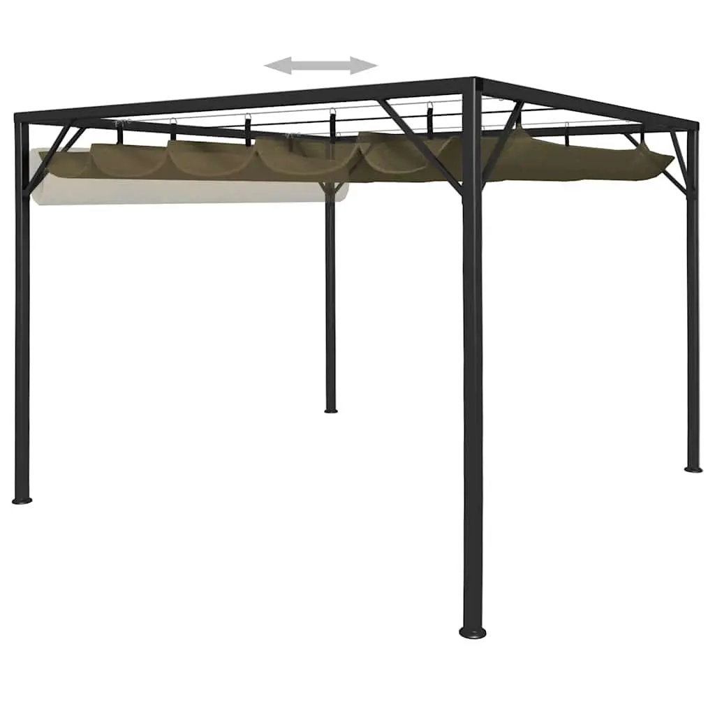 Garden Gazebo Metal Frame 3x3m Water-Resistant Polyester Canopy Taupe