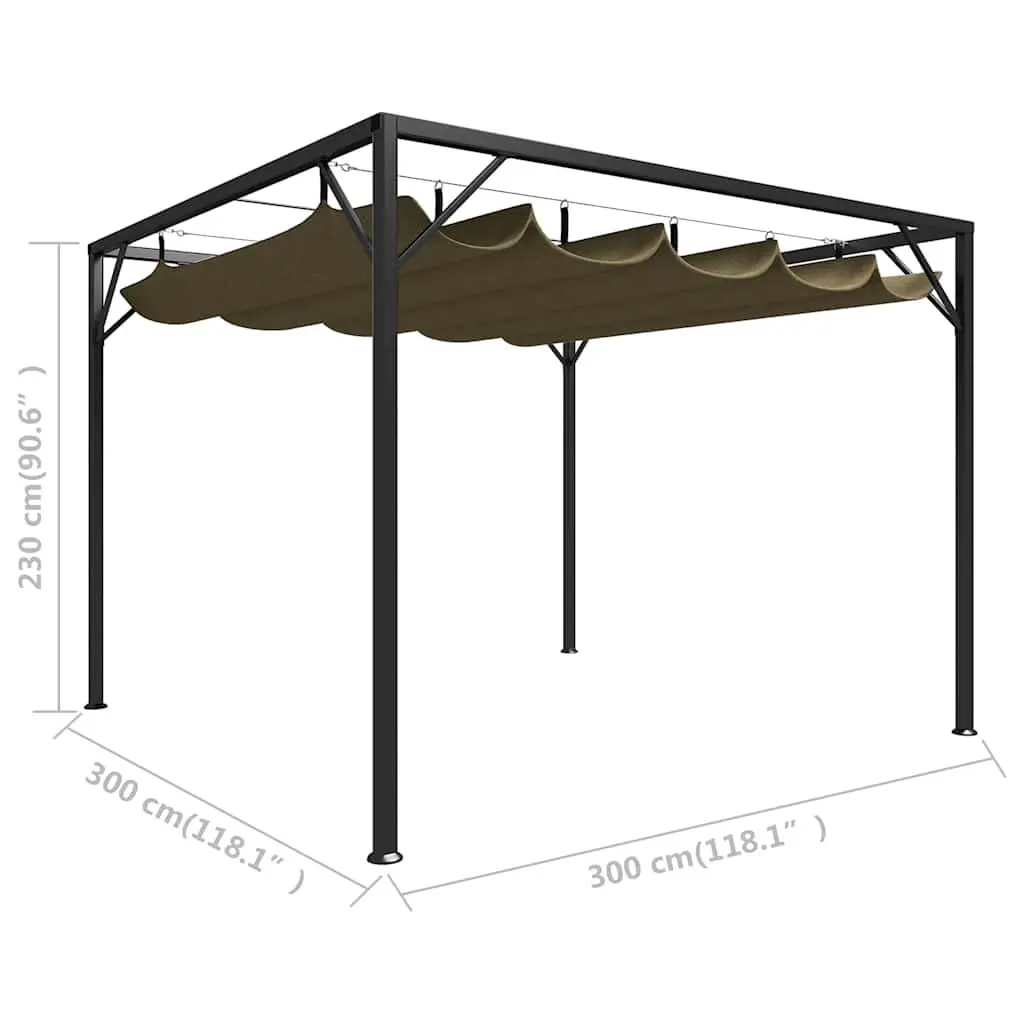 Garden Gazebo Metal Frame 3x3m Water-Resistant Polyester Canopy Taupe
