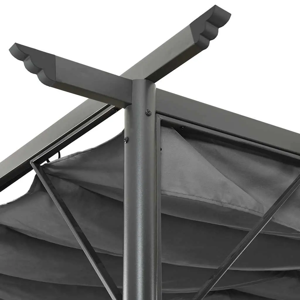 Garden Pergola Steel Frame 3x3m Anthracite Retractable Roof Outdoor Shade Structure