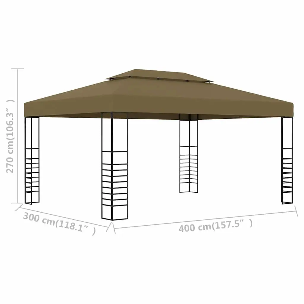 Gazebo 3x4 m Outdoor Canopy Vented Roof Garden Patio Shade Structure Steel Frame
