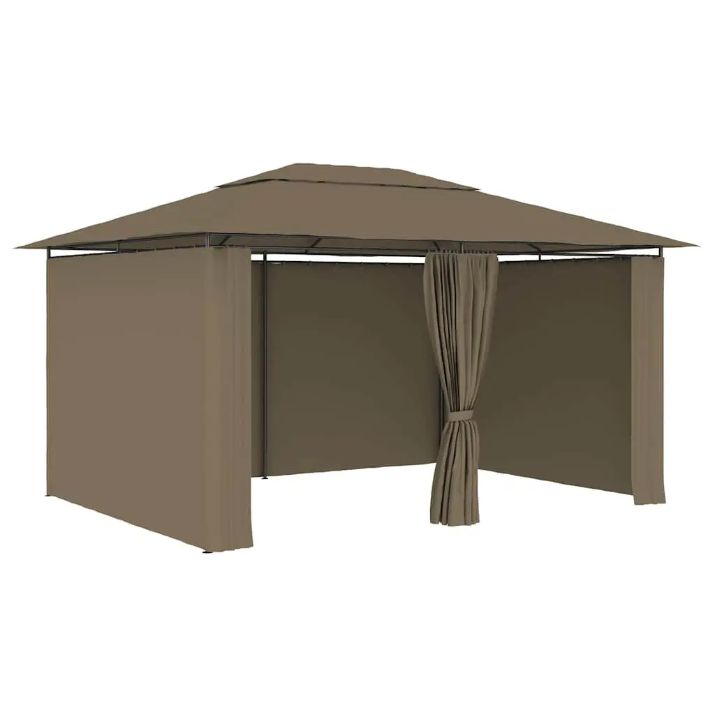 Garden Pavilion Canopy Gazebo 4x3m Taupe Water-Resistant Vented Roof with Adjustable Curtains
