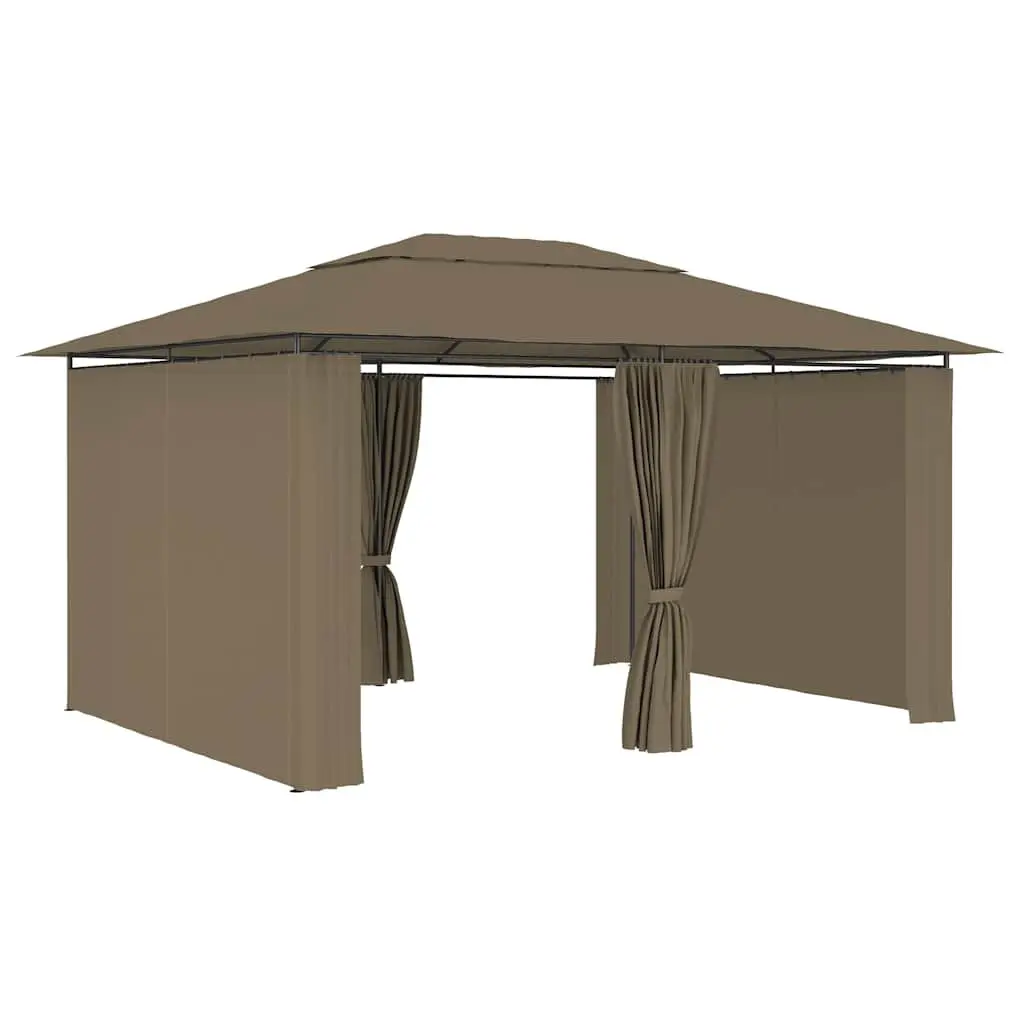 Garden Pavilion Canopy Gazebo 4x3m Taupe Water-Resistant Vented Roof with Adjustable Curtains