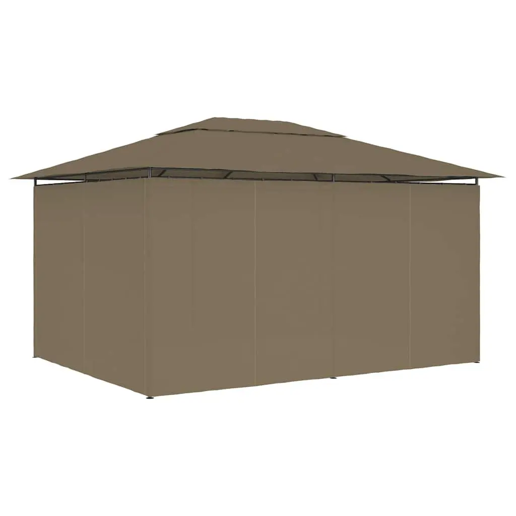 Garden Pavilion Canopy Gazebo 4x3m Taupe Water-Resistant Vented Roof with Adjustable Curtains