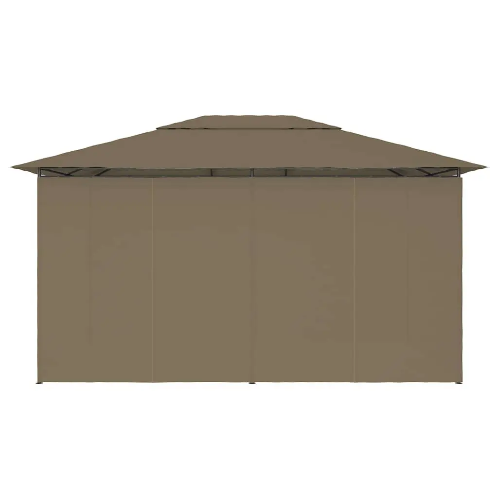 Garden Pavilion Canopy Gazebo 4x3m Taupe Water-Resistant Vented Roof with Adjustable Curtains
