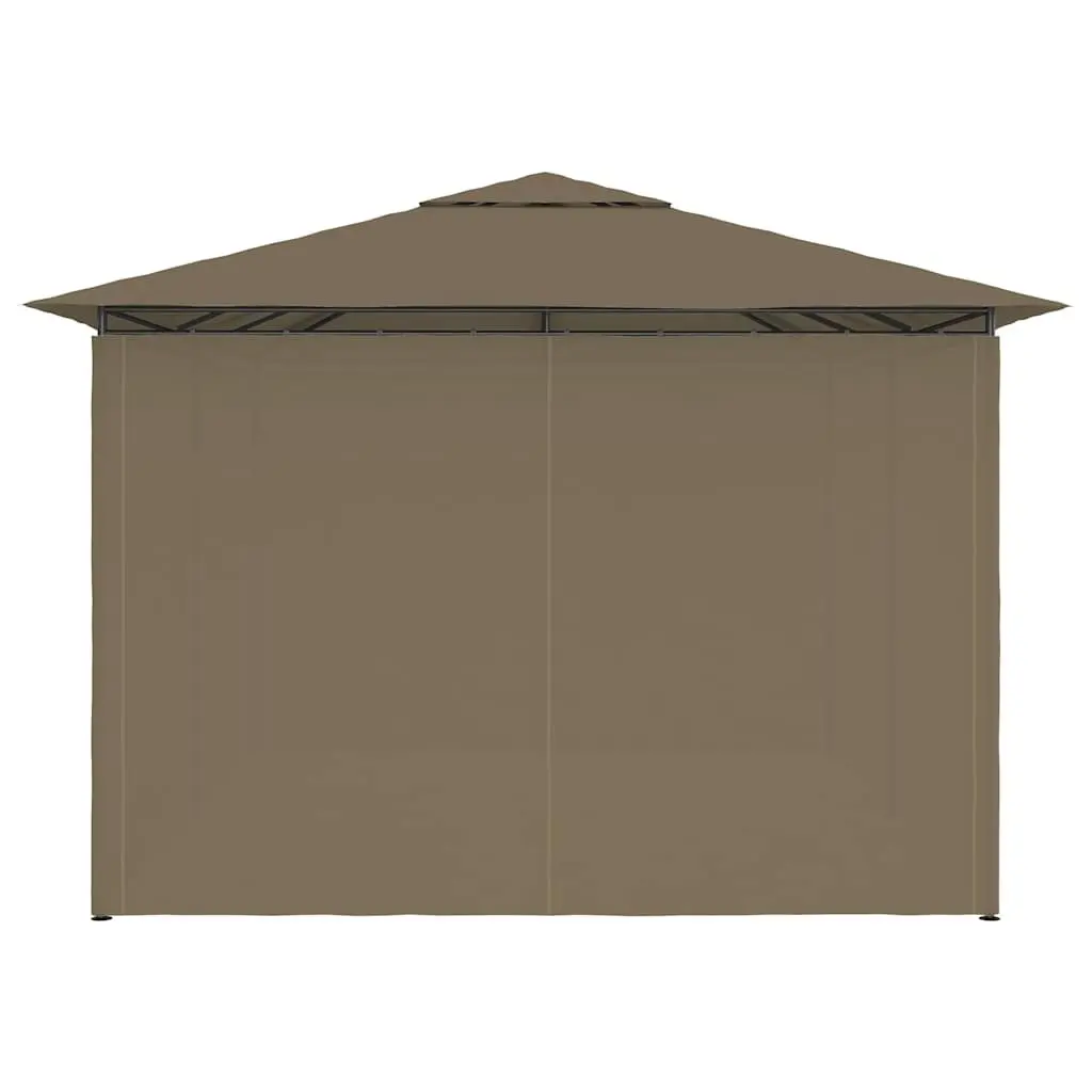 Garden Pavilion Canopy Gazebo 4x3m Taupe Water-Resistant Vented Roof with Adjustable Curtains
