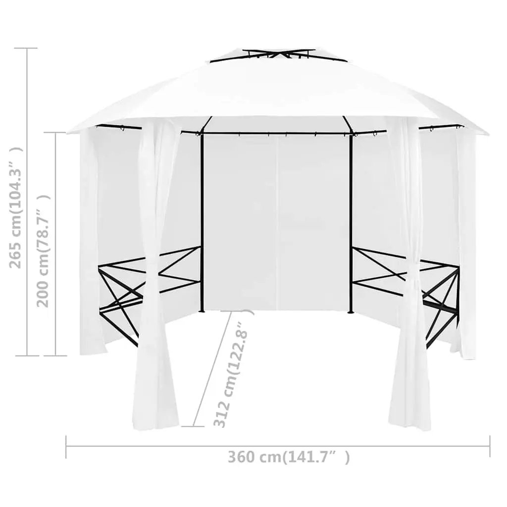 Garden Marquee Gazebo Outdoor Canopy Polyester Curtains 360x312x265cm White