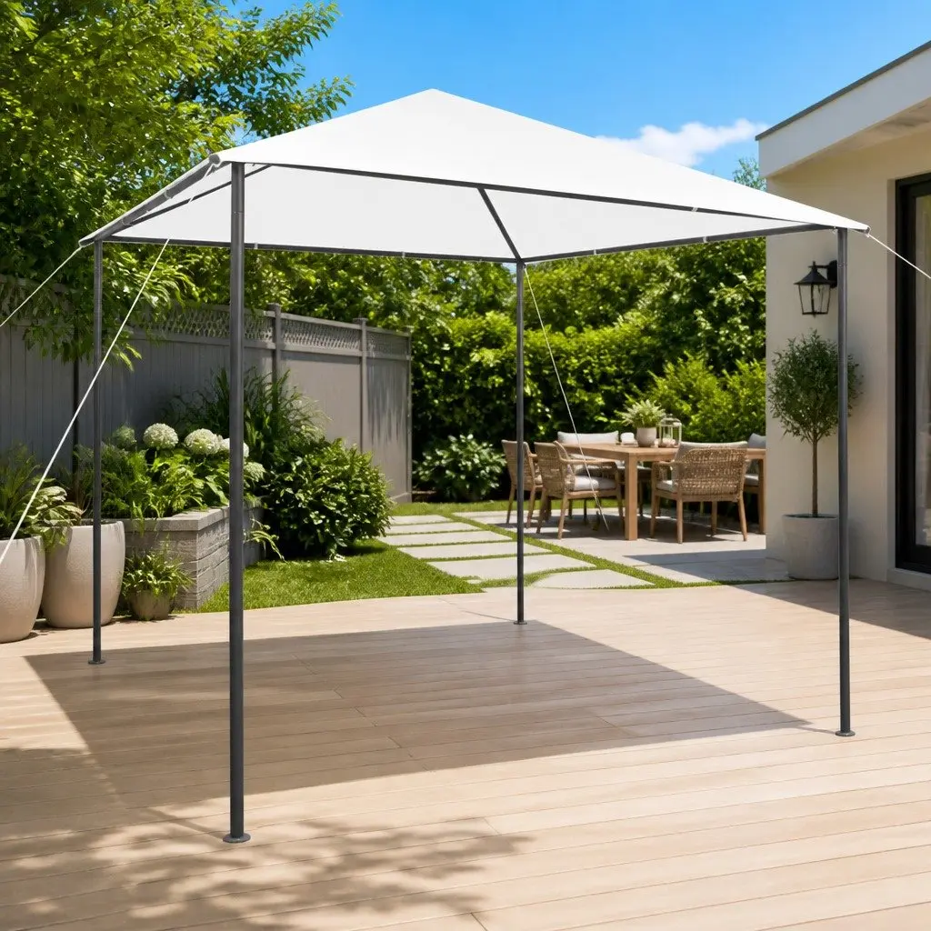 Gazebo Steel Frame Oxford Fabric 3x3x2.9 m White Outdoor Pavilion Canopy Shelter