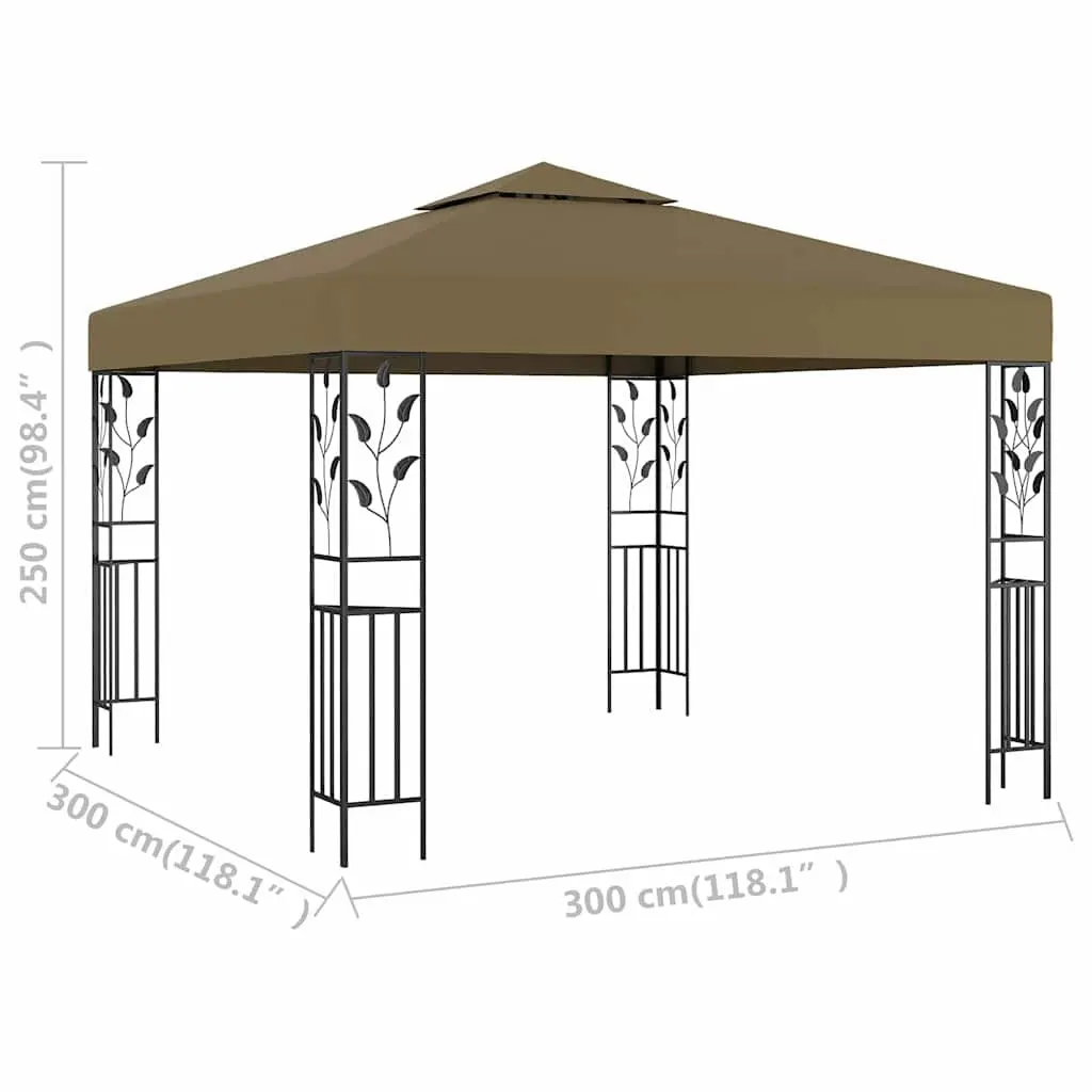 Gazebo Steel Frame 3x3 m Vented Canopy Shade Structure Taupe