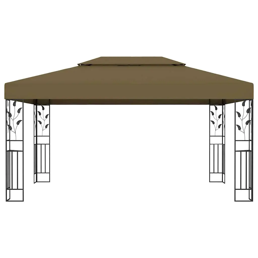 Outdoor Canopy Gazebo 3x4m Double Roof Durable Taupe Polyester Cover