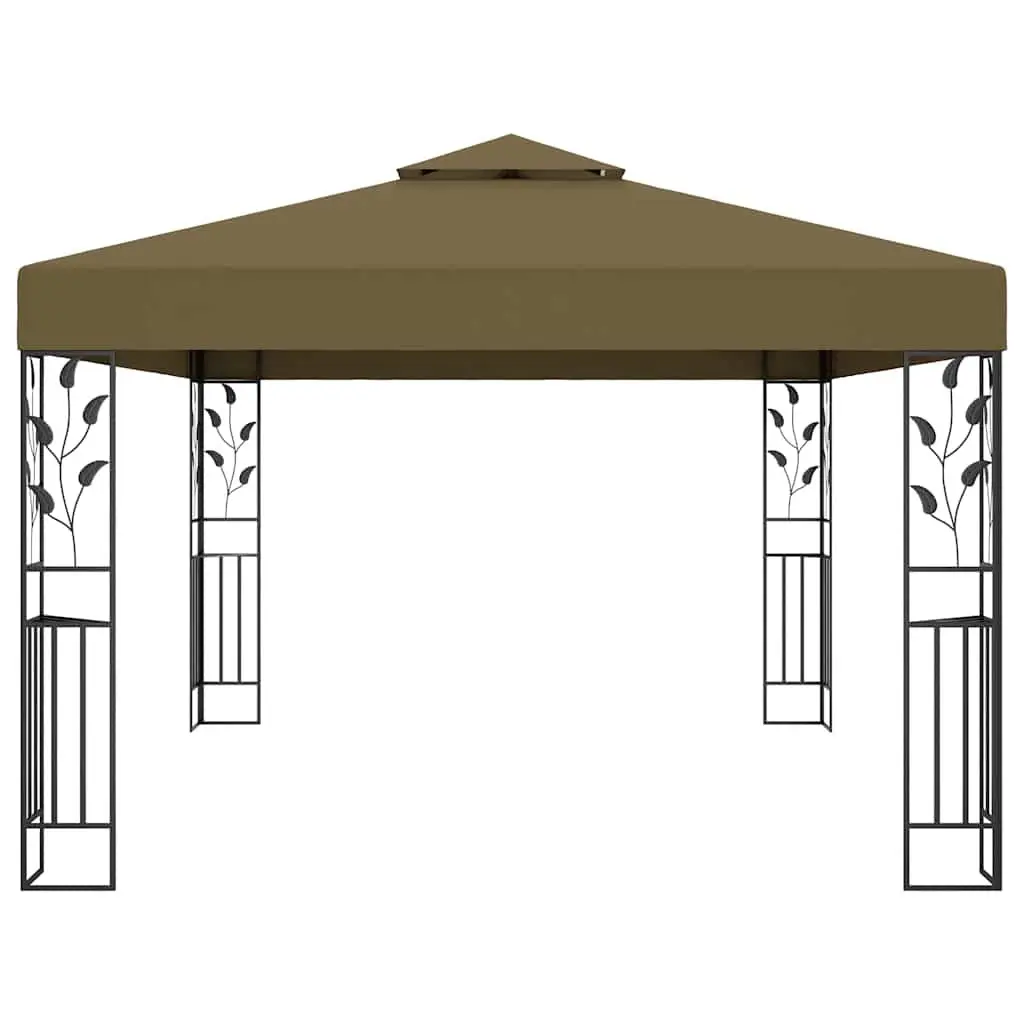 Outdoor Canopy Gazebo 3x4m Double Roof Durable Taupe Polyester Cover