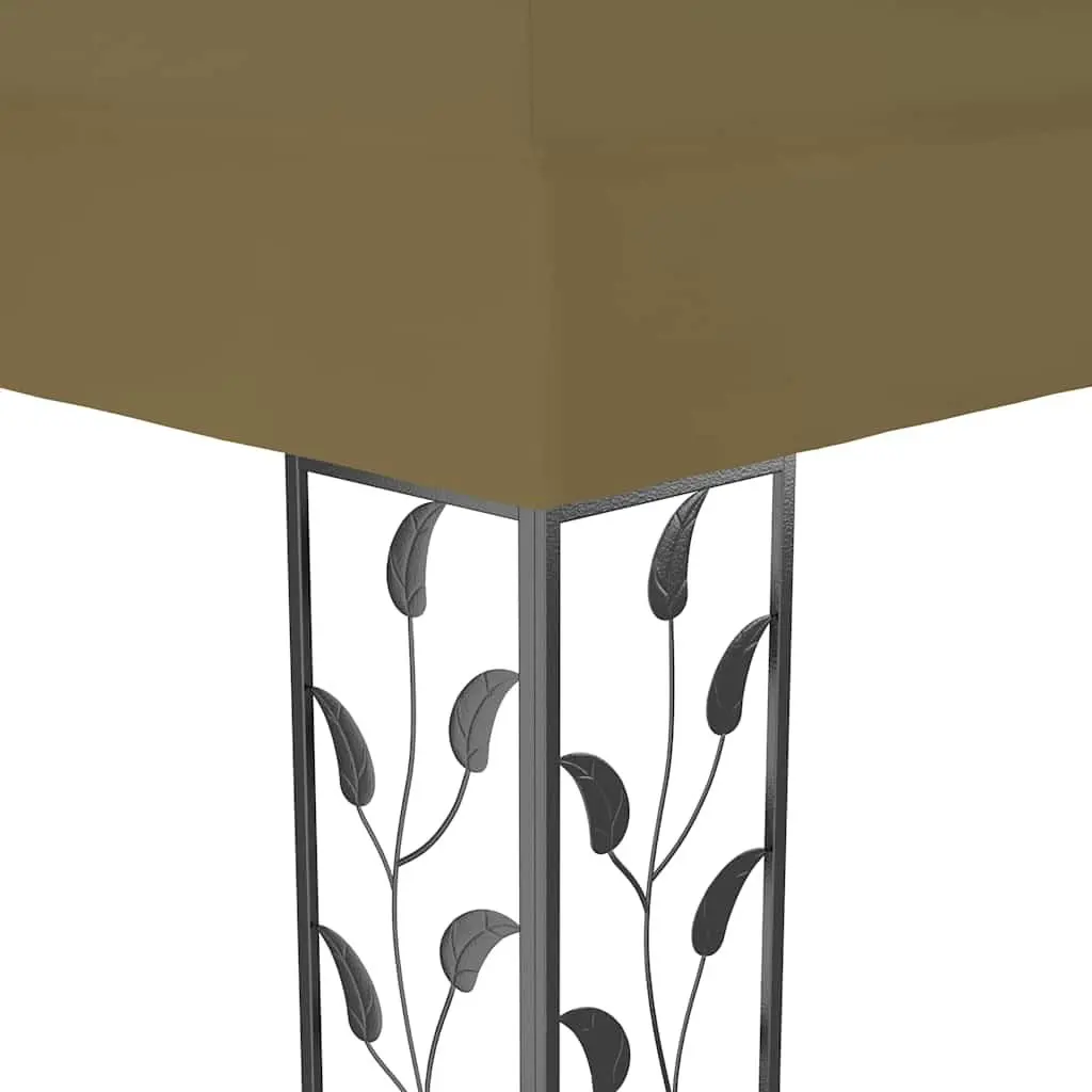 Outdoor Canopy Gazebo 3x4m Double Roof Durable Taupe Polyester Cover