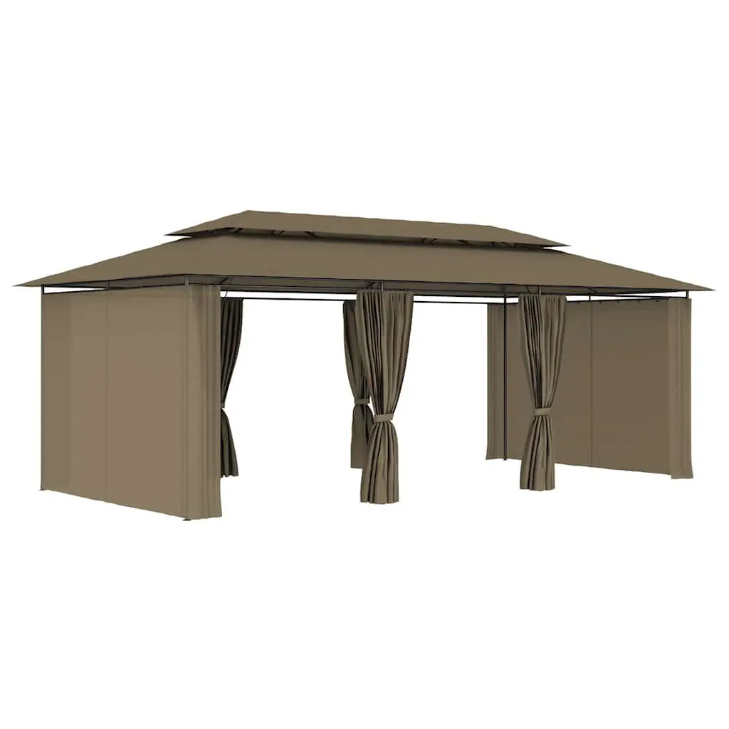 Outdoor Gazebo Tubular Steel Frame 600 x 298 x 270 cm Taupe