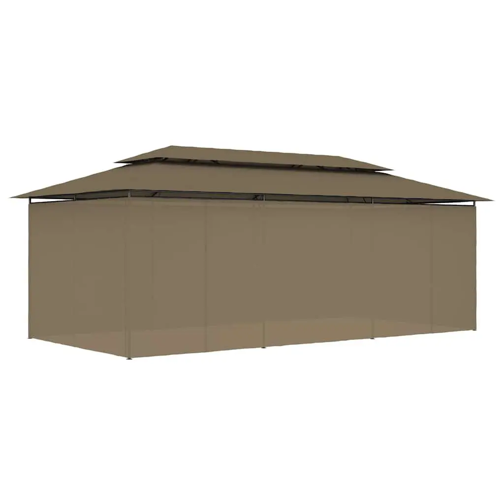 Outdoor Gazebo Tubular Steel Frame 600 x 298 x 270 cm Taupe