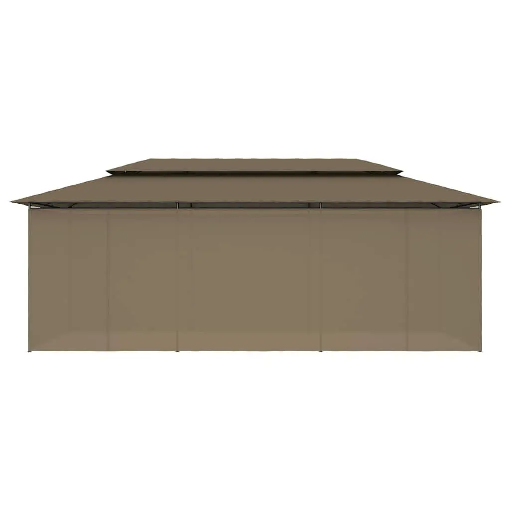 Outdoor Gazebo Tubular Steel Frame 600 x 298 x 270 cm Taupe