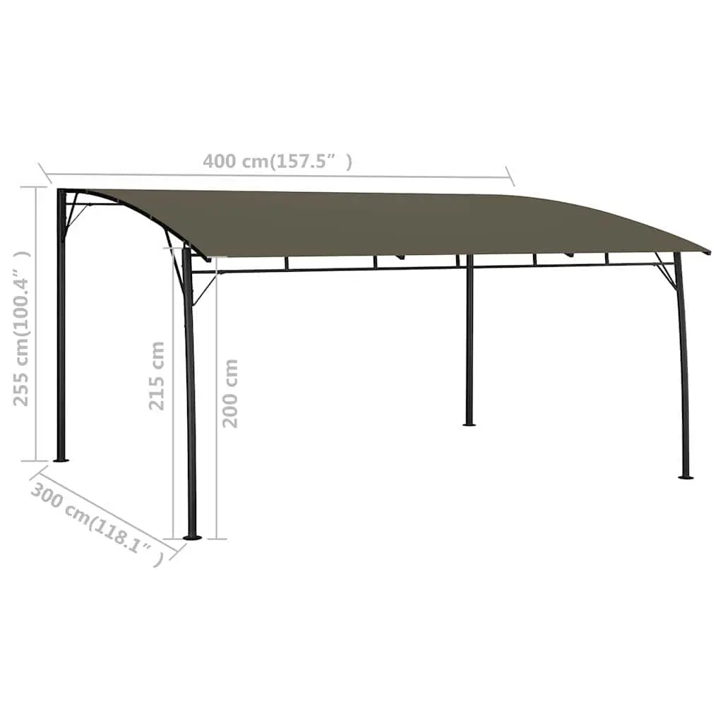 Garden Awning Powder-coated Steel 4x3x2.55m Taupe