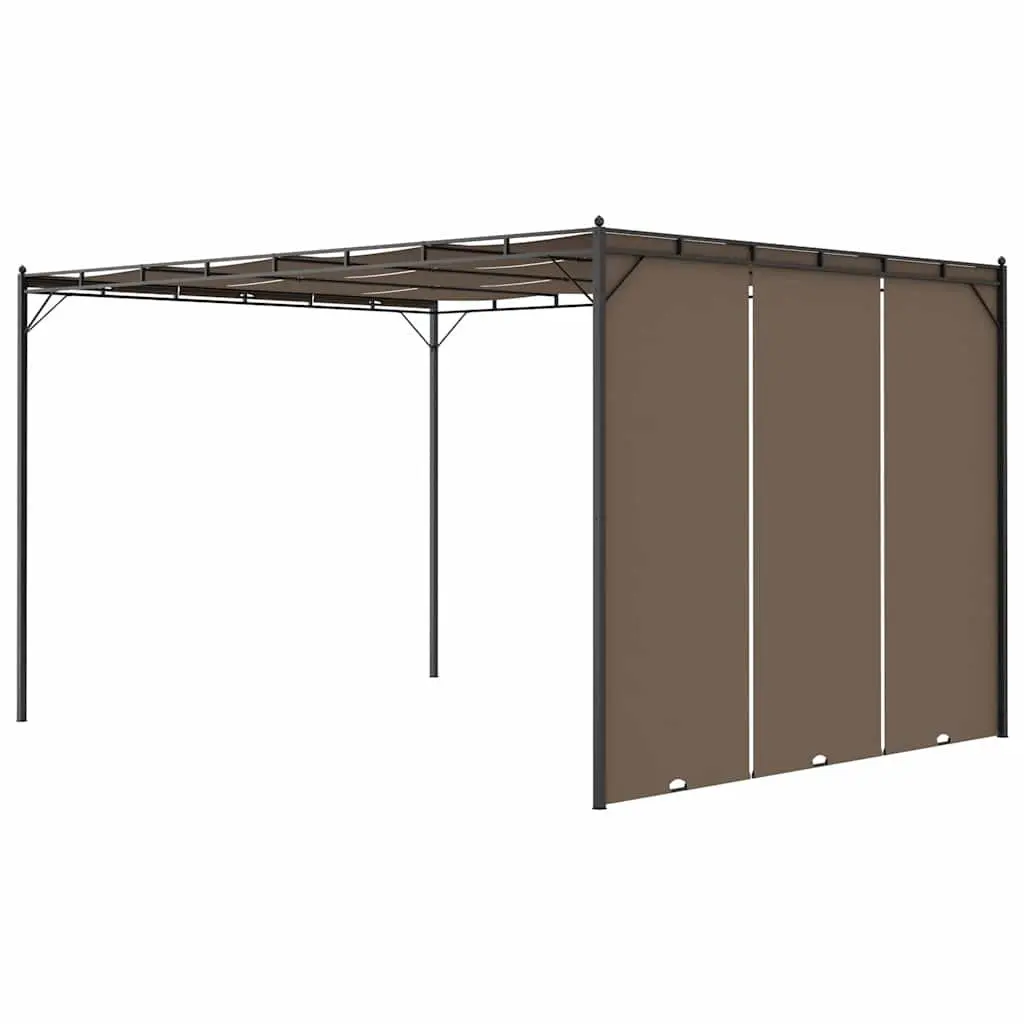 Outdoor Canopy Garden Gazebo Steel Frame 4x3m Taupe with Adjustable Side Curtain