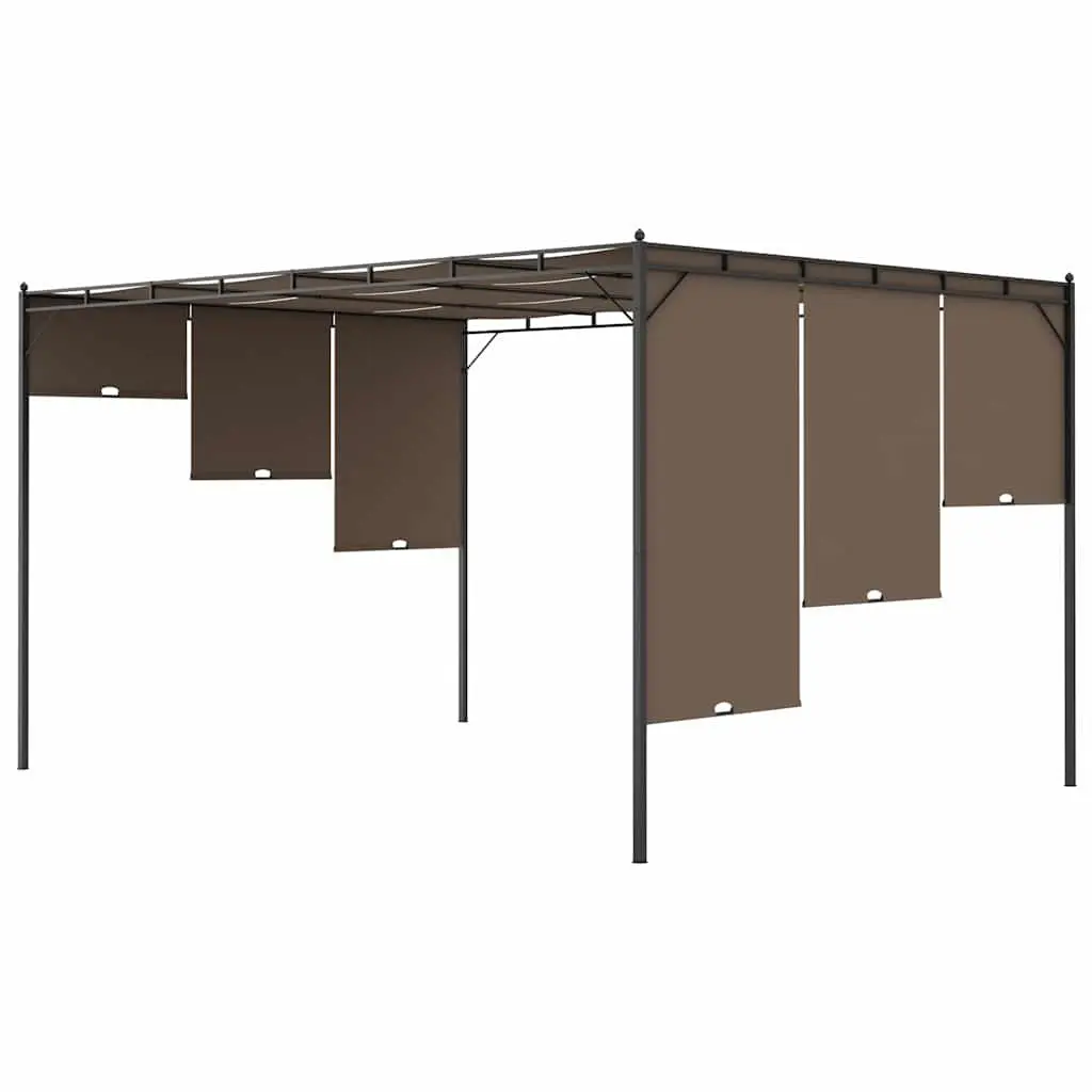 Outdoor Canopy Garden Gazebo Steel Frame 4x3m Taupe with Adjustable Side Curtain