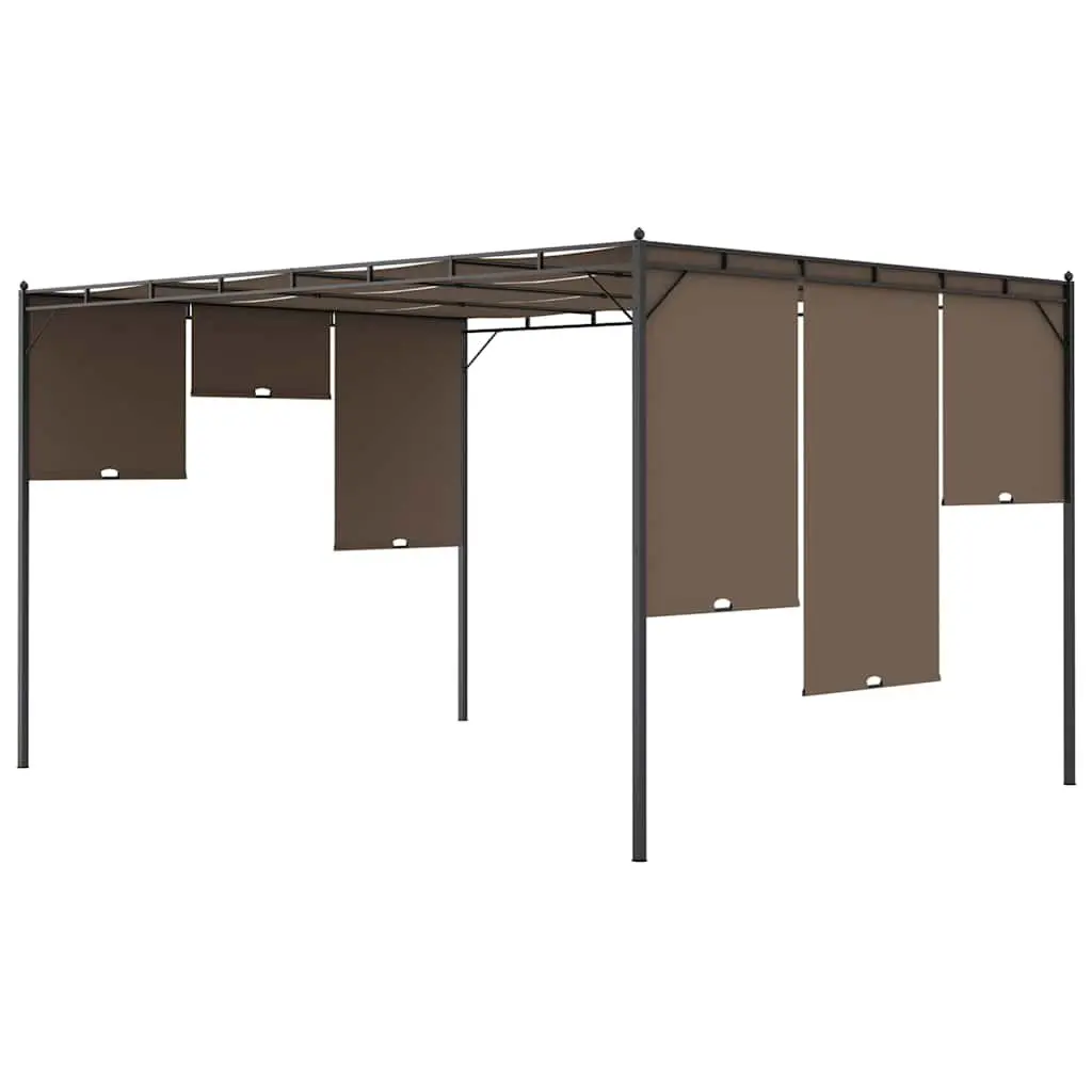 Outdoor Canopy Garden Gazebo Steel Frame 4x3m Taupe with Adjustable Side Curtain