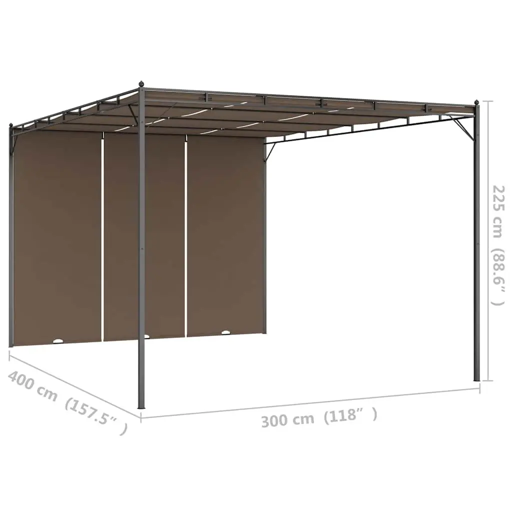 Outdoor Canopy Garden Gazebo Steel Frame 4x3m Taupe with Adjustable Side Curtain