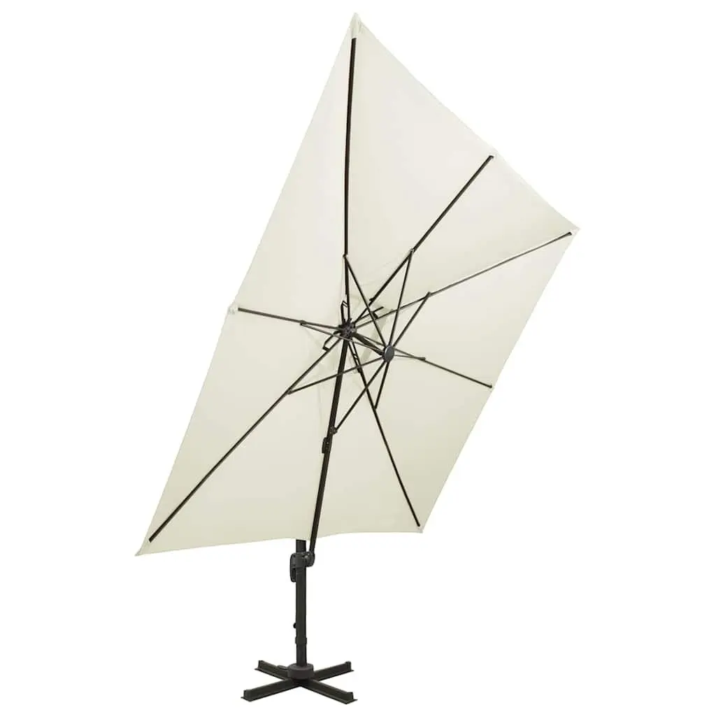 Cantilever Garden Parasol Aluminium 300x300cm White Double Top Outdoor Shade Umbrella