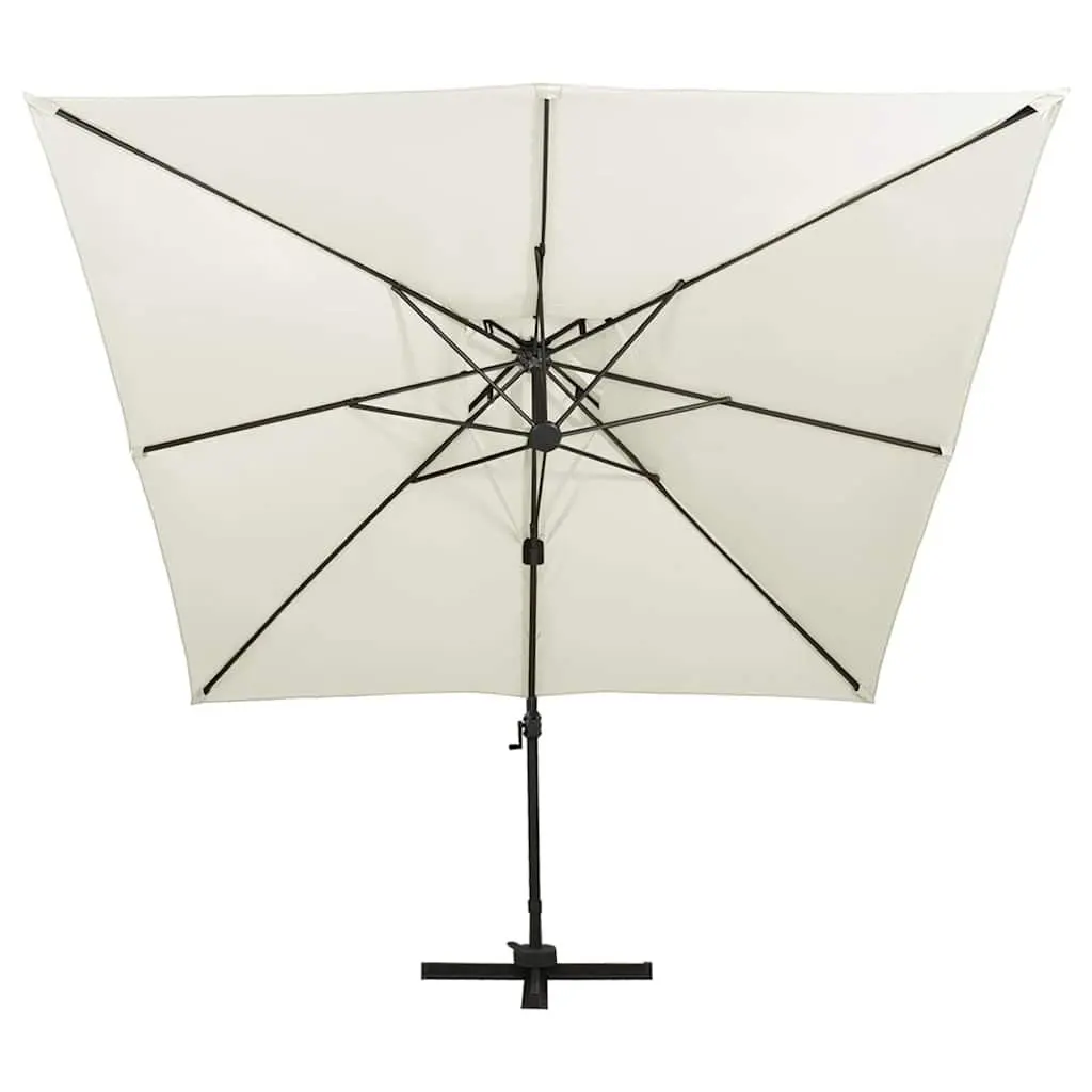 Cantilever Garden Parasol Aluminium 300x300cm White Double Top Outdoor Shade Umbrella