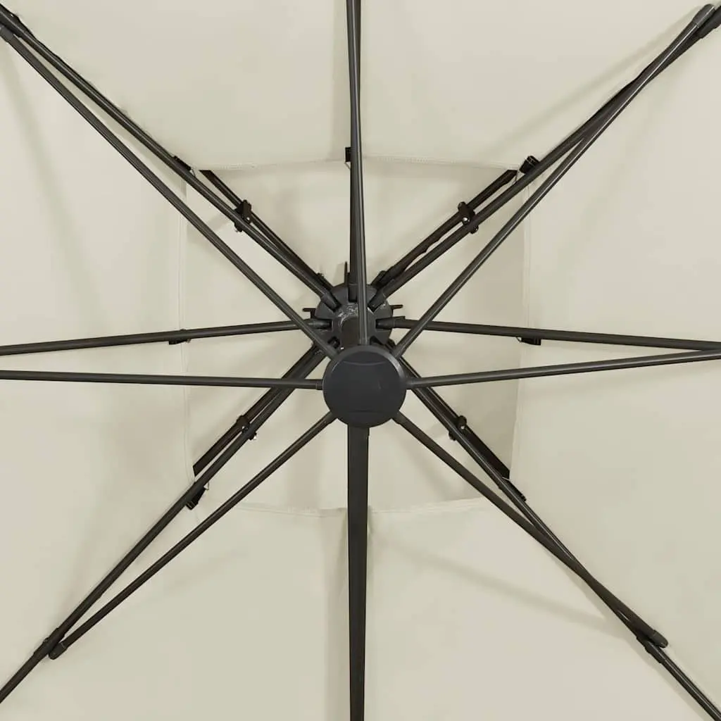 Cantilever Garden Parasol Aluminium 300x300cm White Double Top Outdoor Shade Umbrella