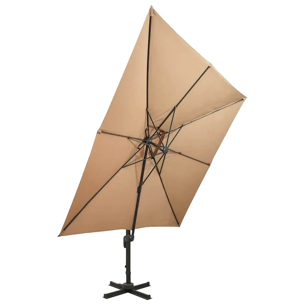 Cantilever Garden Parasol Aluminium 300x300 cm Taupe Double Top