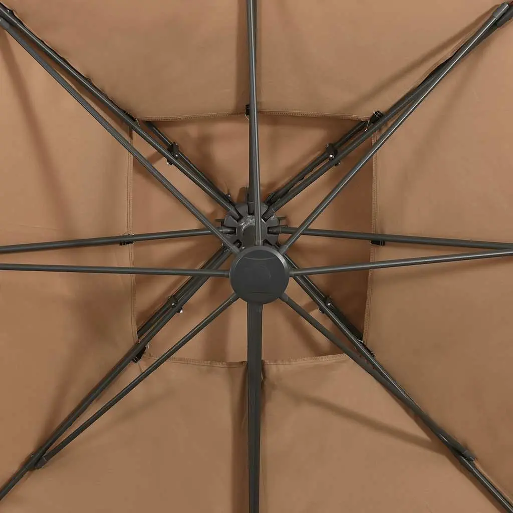 Cantilever Garden Parasol Aluminium 300x300 cm Taupe Double Top